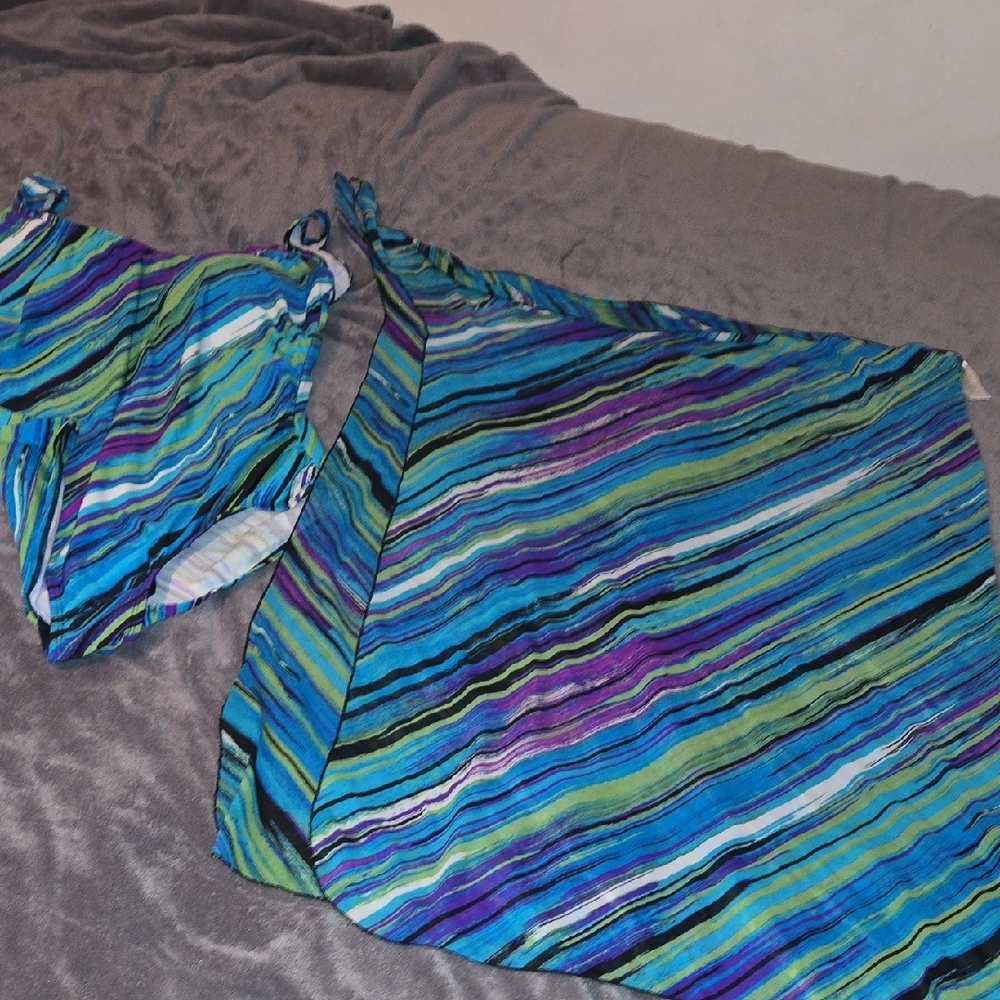 Swimsuits For All Multicolor Striped One Piece - Picture 6 of 8